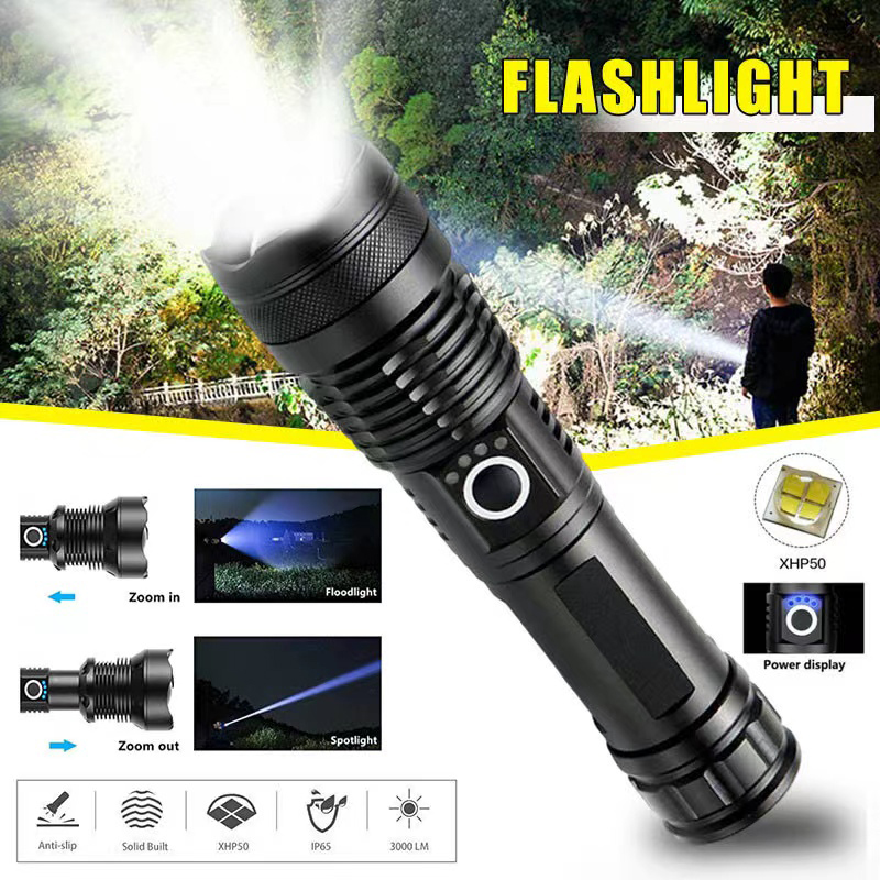 Outdoor Adventure Trips - 고출력 XHP70 LED 손전등 USB-C 충전식