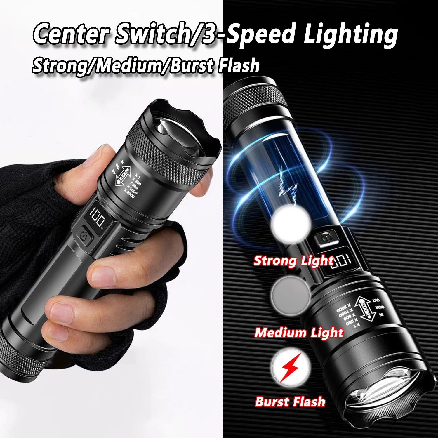 울트라 브라이트 LED 손전등 2000LM Type-C - Outdoor Adventure Trips 리뷰 및 가격